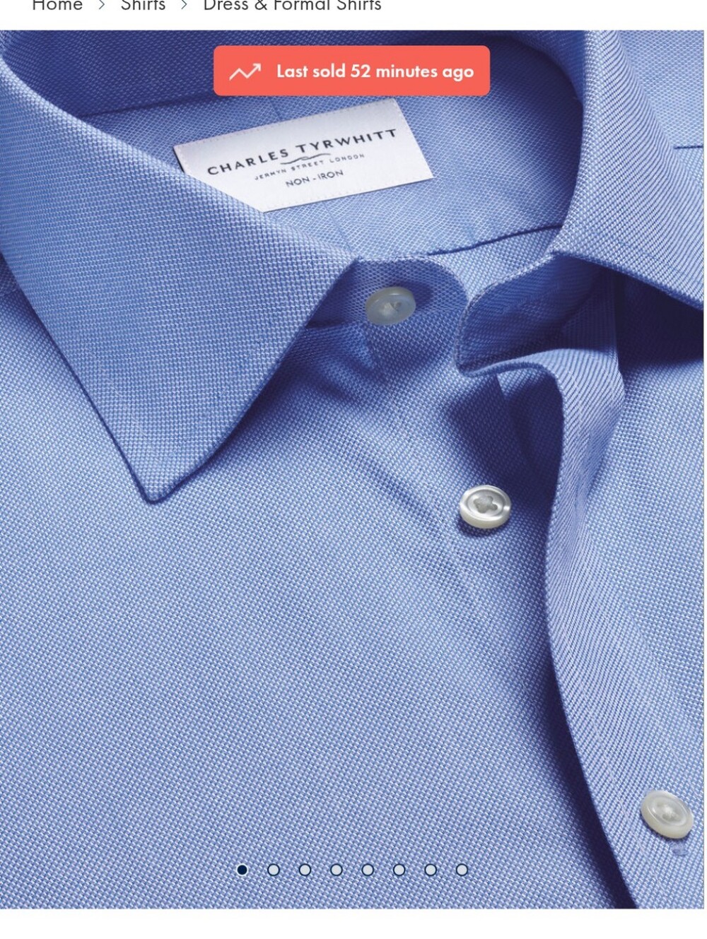 Charles Tyrwhitt Non-Iron Royal Oxford Shirt - Ocean Blue- 17/35in - Picture 6 of 11